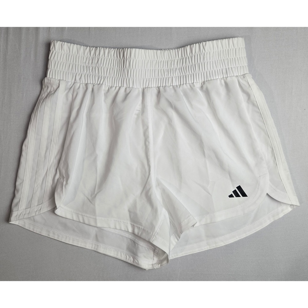 Adidas Pacer Training Shorts White High Rise 3 Inch Inseam Womens Small NEW